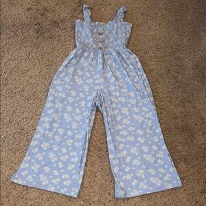 Vine and Valley Light Blue Floral Wide Leg Jumpsuit Size Large